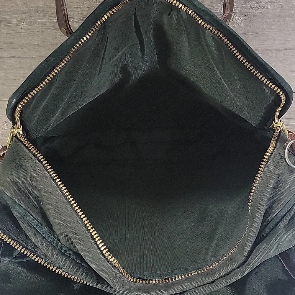 Orvis Green and Brown Canvas Leather Briefcase - Men